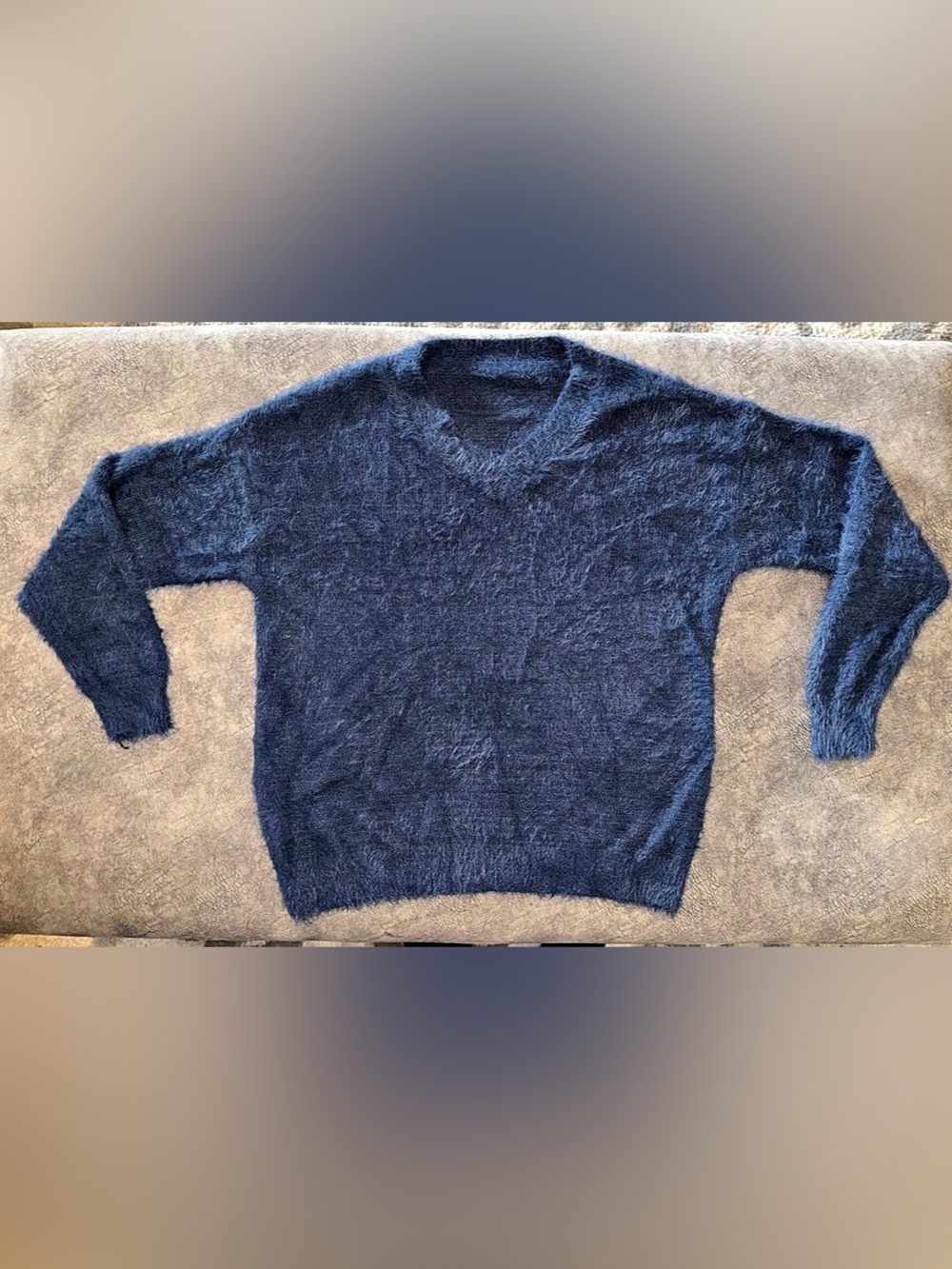 Blue Crew Neck Sweater Large Oversized